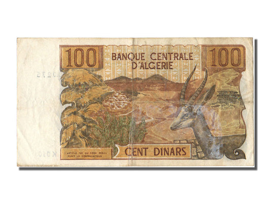 bankovec,
Alžirija,
100 dinarjev