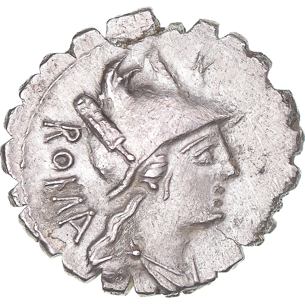 kovanec,
C. Poblicij Q.f.,
Denarius Serratus
