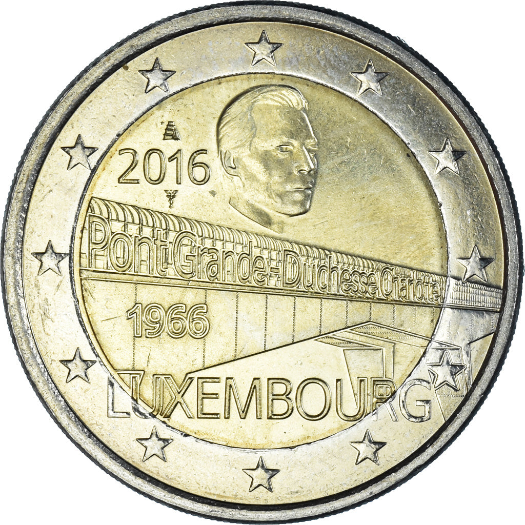 Luksemburg,
2 evra,
Pont Grande Duchesse Charlotte