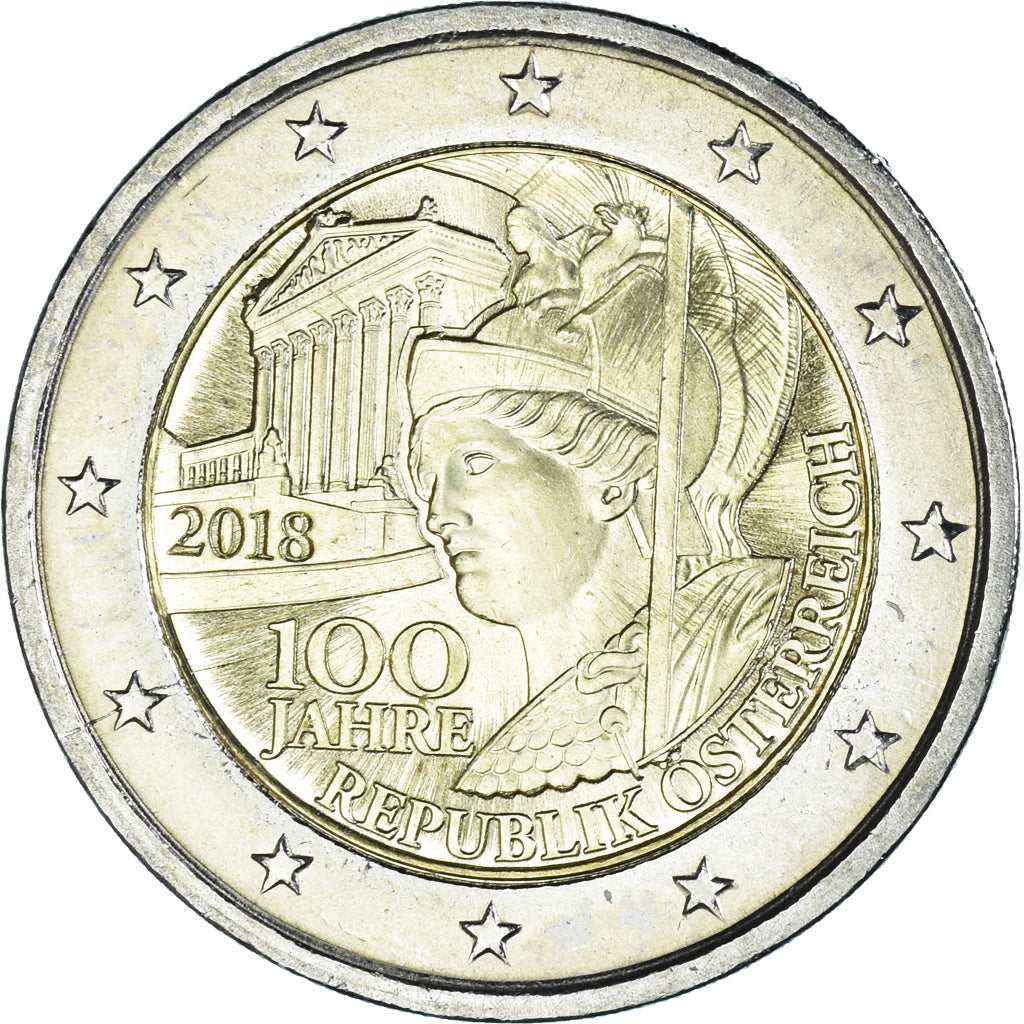 Avstrija,
2 evra,
100 let republike Avstrije