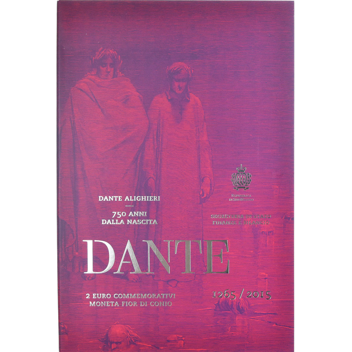 San Marino,
2 evra,
750ème Anniversaire De La Naissance De Dante