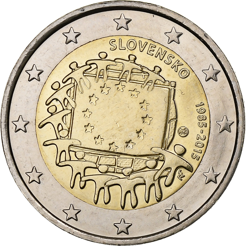 Slovaška,
2 evra,
Zastava Evropske unije