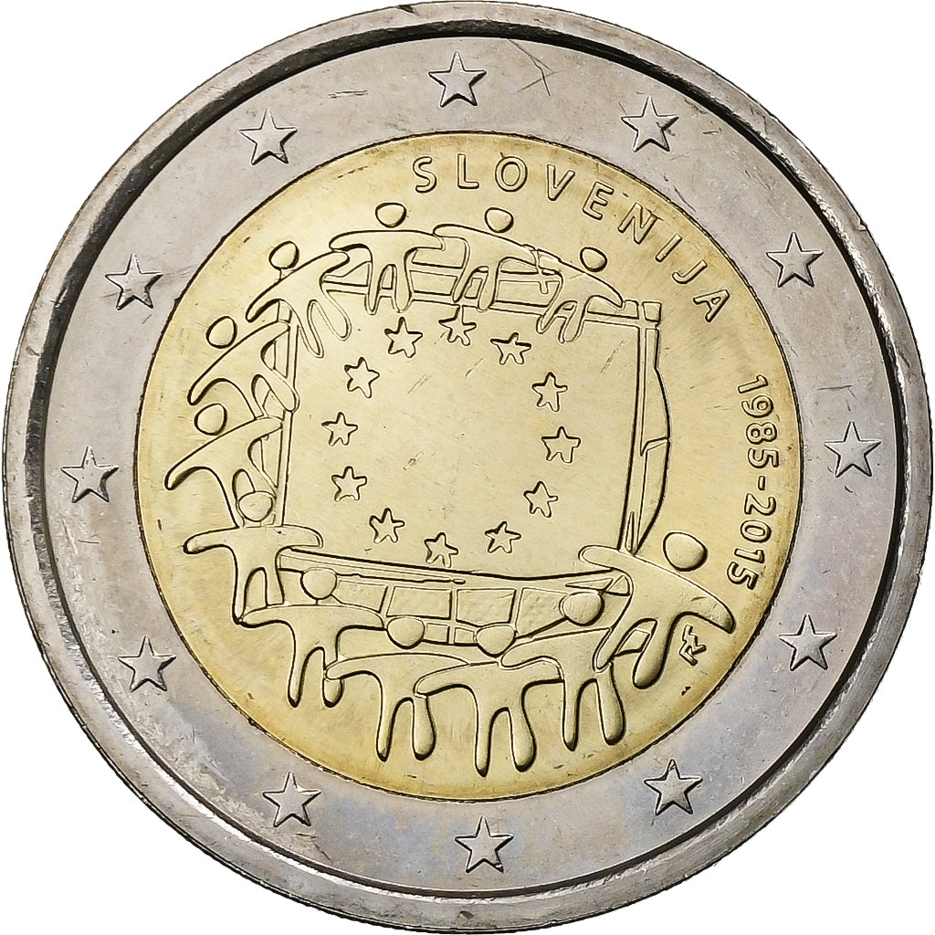 Slovenija,
2 evra,
30 let zastave Evropske unije