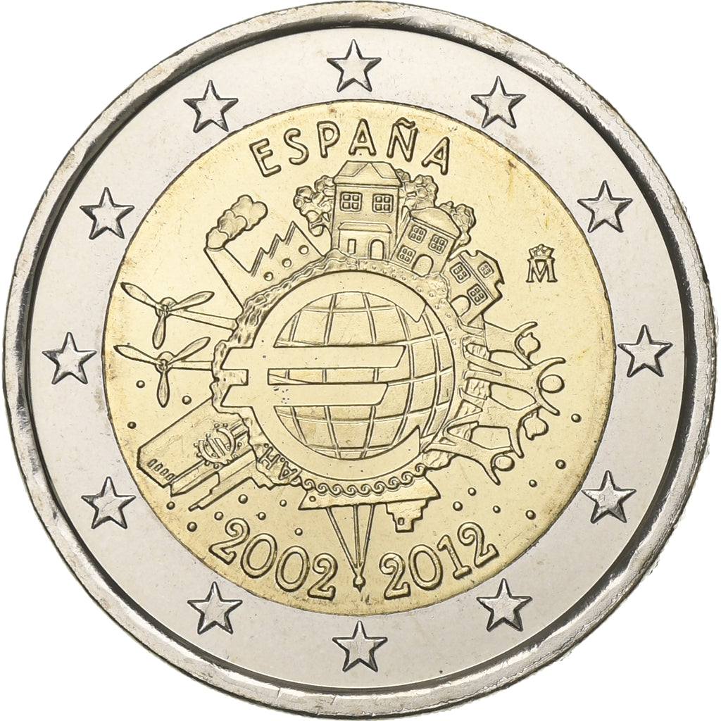 Španija,
2 evra,
10 let evrov