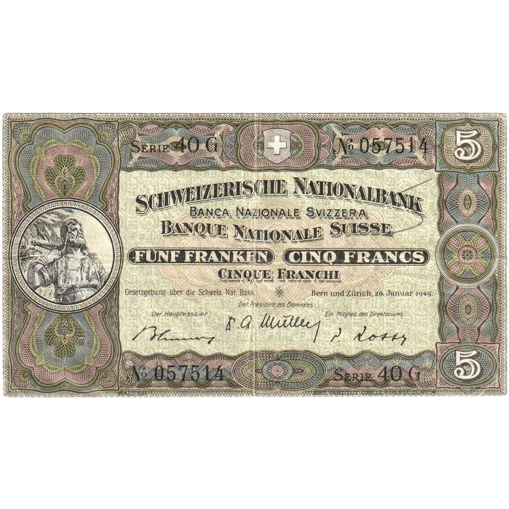 Švica,
5 frankov,
1949-01-20