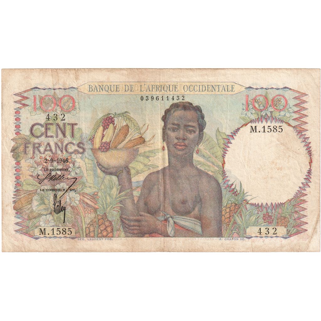 francoska zahodna Afrika,
100 frankov,
1946