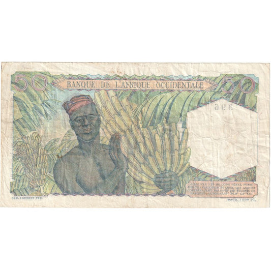 francoska zahodna Afrika,
50 frankov,
1944