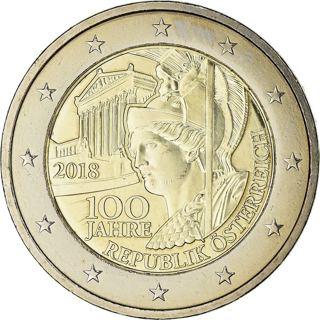 Avstrija,
2 evra,
100 ans de la République