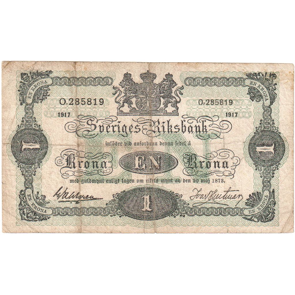 Švedska,
1 krona,
1917