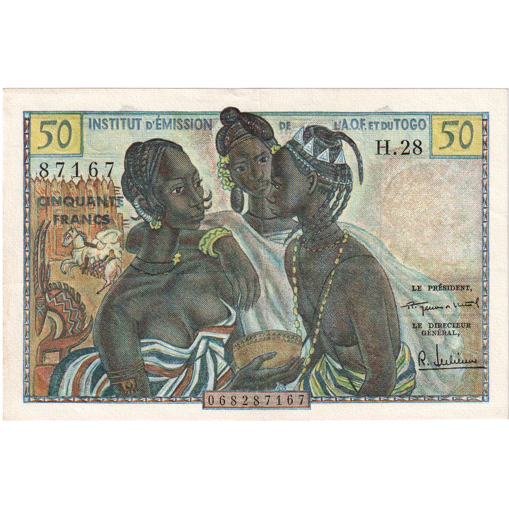 Zahodnoafriške države,
50 frankov,
AU (55-58)