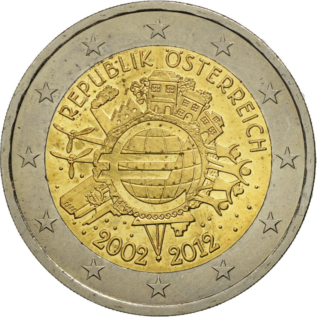 Avstrija,
2 evra,
10 let evrov