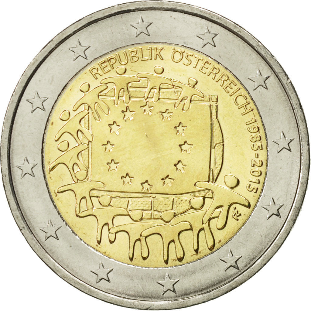 Avstrija,
2 evra,
Drapeau européen