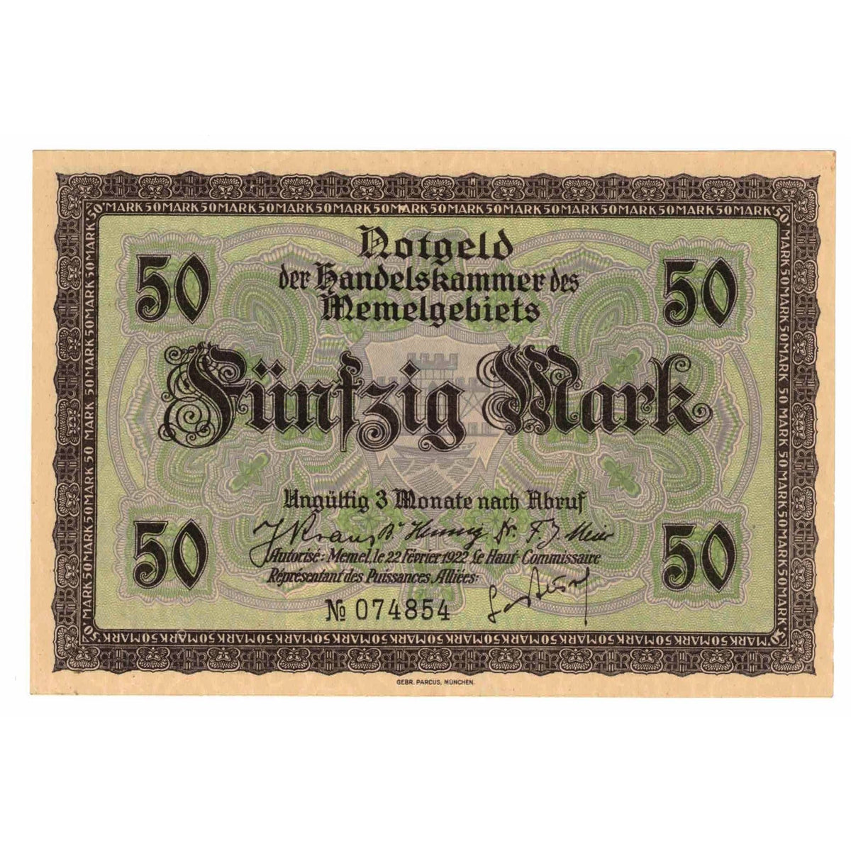 bankovec,
Memel,
50 mark