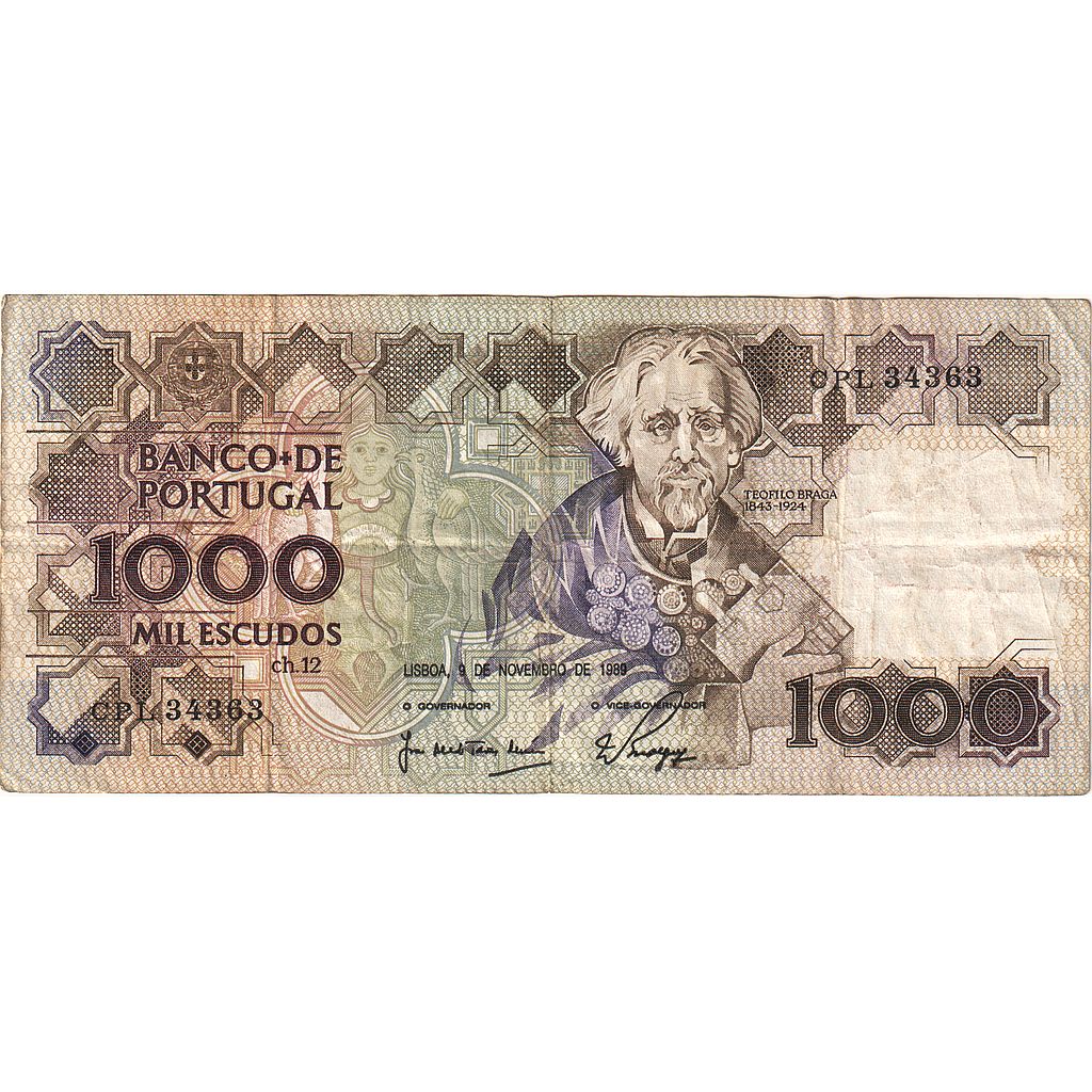 bankovec,
Portugalska,
1000 eskudov