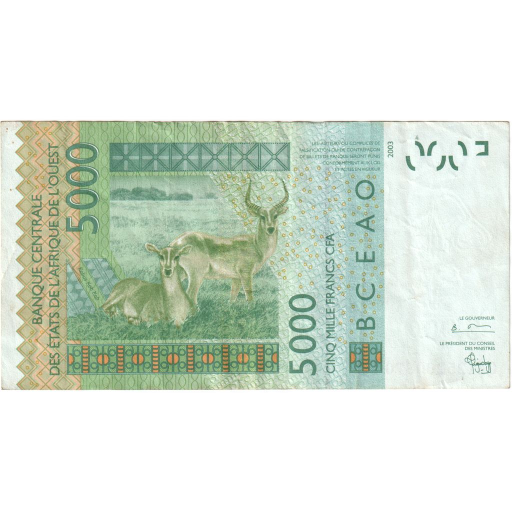 Zahodnoafriške države,
5000 frankov,
EF (40-45)