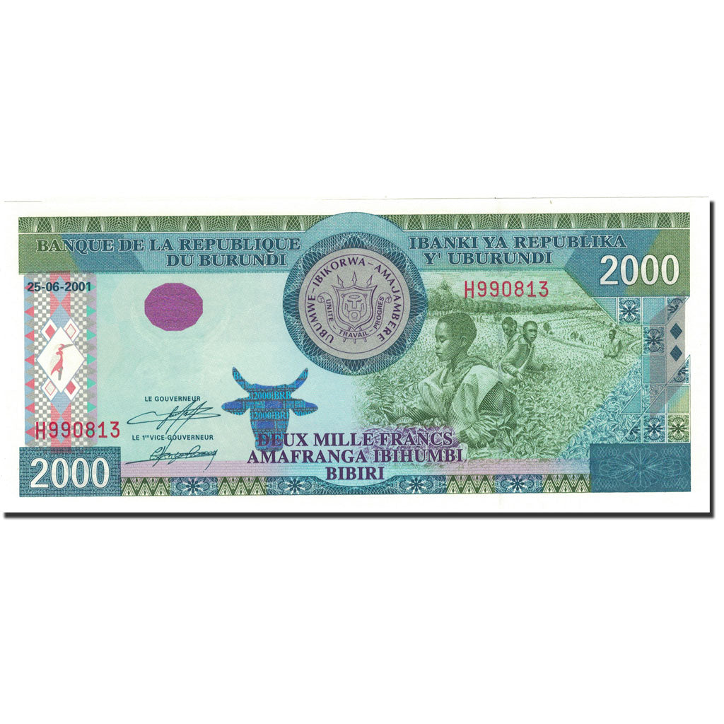 bankovec,
Burundi,
2000 frankov