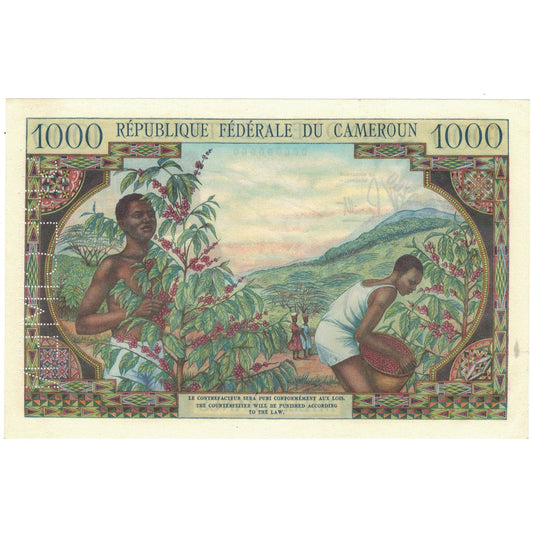 bankovec,
Kamerun,
1000 frankov