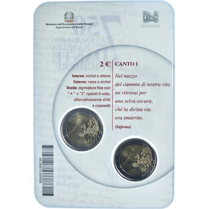 Italija, 
  
  2 evra, 
  
  Dante Alighieri