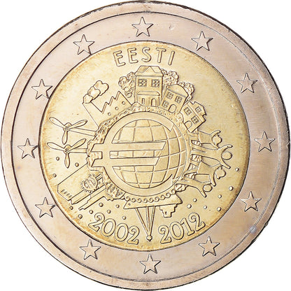 Estonija, 
  
  2 evra, 
  
  10 ans de l'Euro