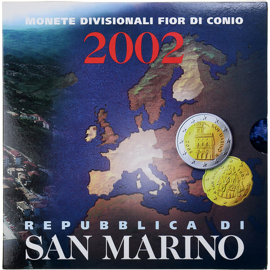 San Marino, 
  
  1 cent do 2 evra, 
  
  2002