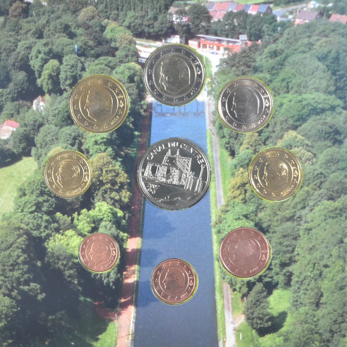 Belgija, 
  
  1 cent do 2 evra, 
  
  evro set - Les ascenseurs du Canal du Center