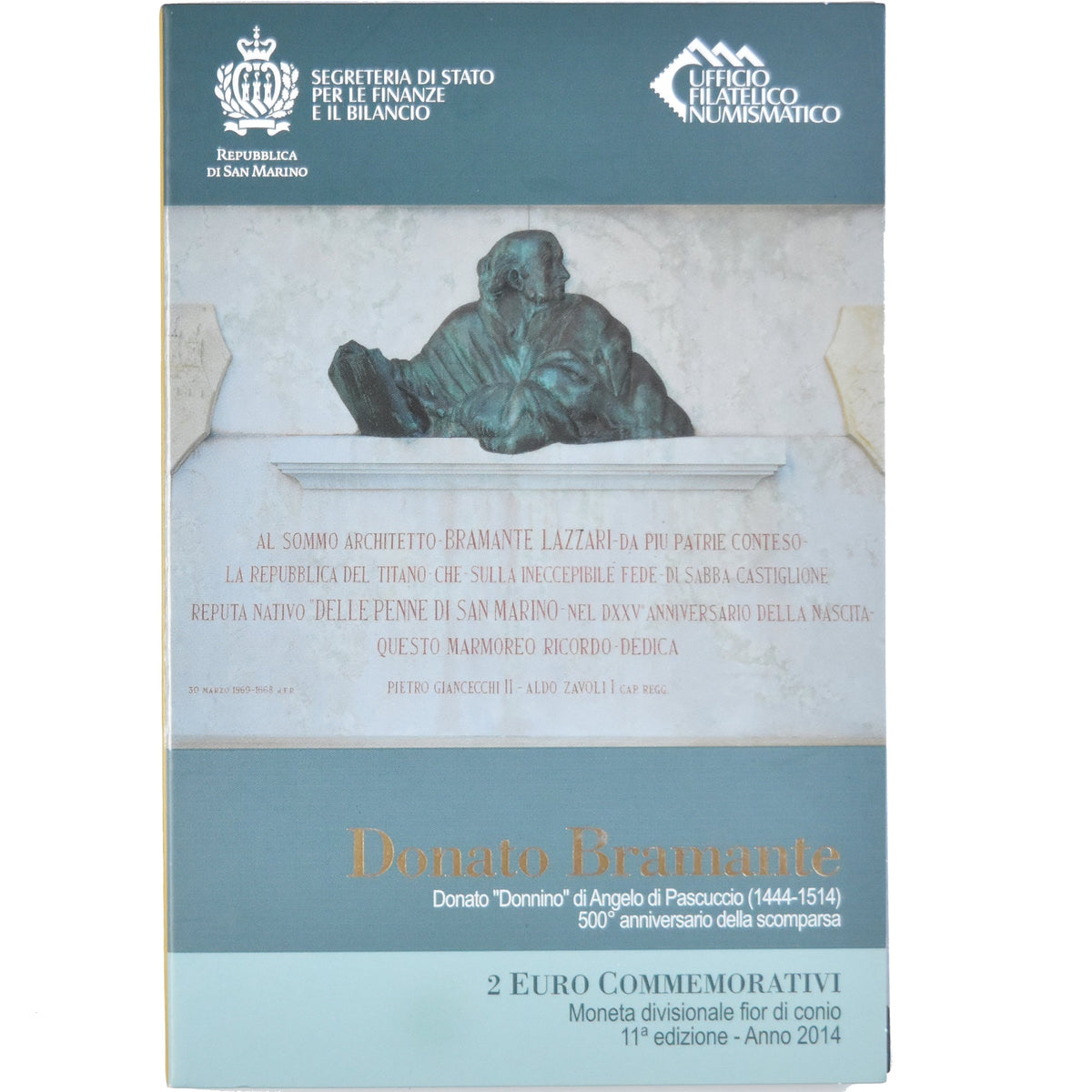 San Marino, 
  
  2 evra, 
  
  500ème anniversaire de la mort de Bramante
