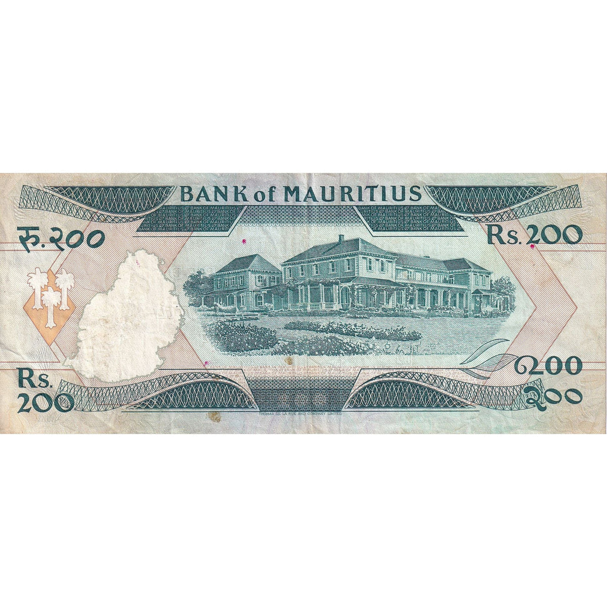 bankovec, 
  
  Mauritius, 
  
  200 rupij