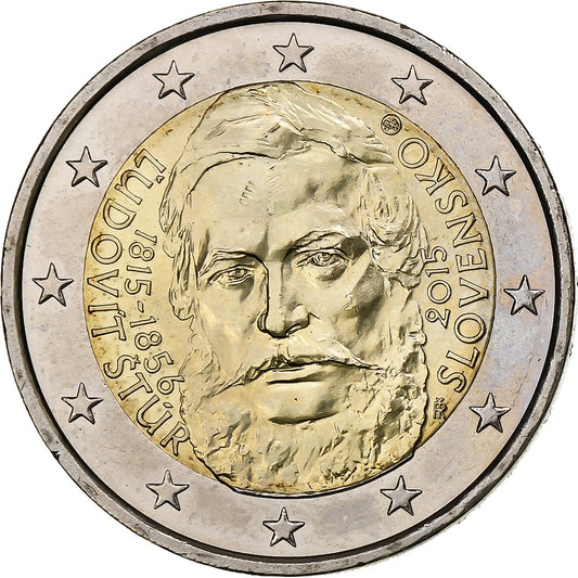 Slovaška, 
  
  2 evra, 
  
  Ľudovít Štúr