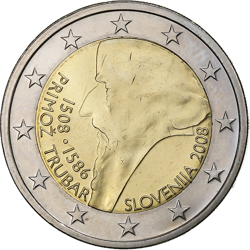 Slovenija, 
  
  2 evra, 
  
  Primož Trubar