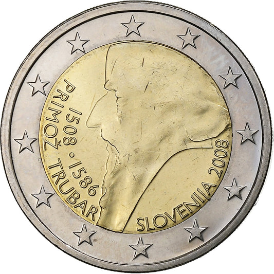 Slovenija, 
  
  2 evra, 
  
  Primož Trubar