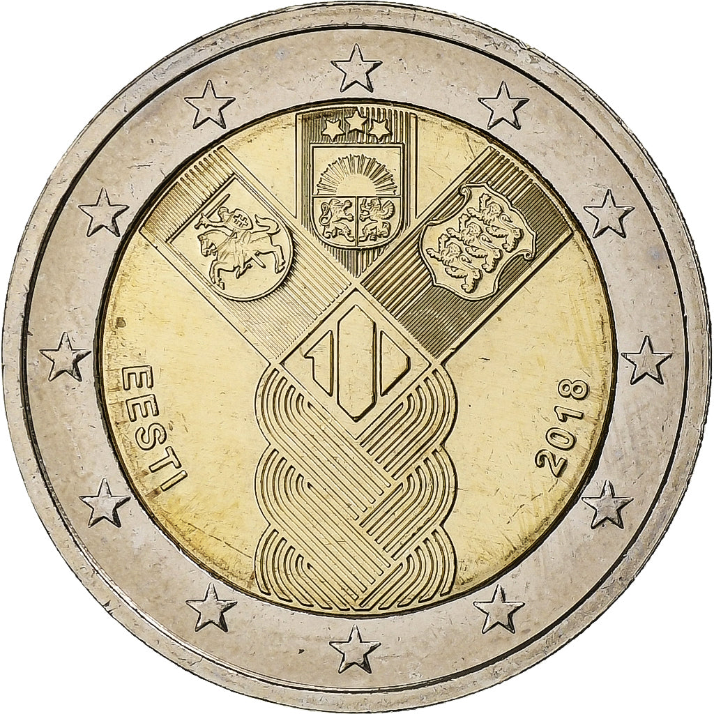 Estonija, 
  
  2 evra, 
  
  100. obletnica baltskih držav