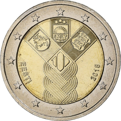 Estonija, 
  
  2 evra, 
  
  100. obletnica baltskih držav