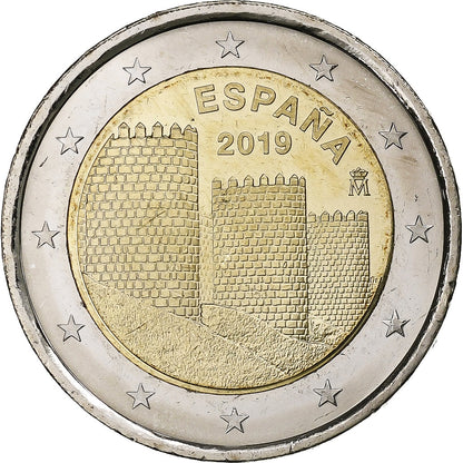 Španija, 
  
  2 evra, 
  
  Staro mestno jedro Avile
