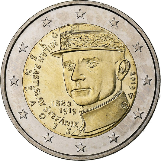 Slovaška, 
  
  2 evra, 
  
  Milan Rastislav Štefánik