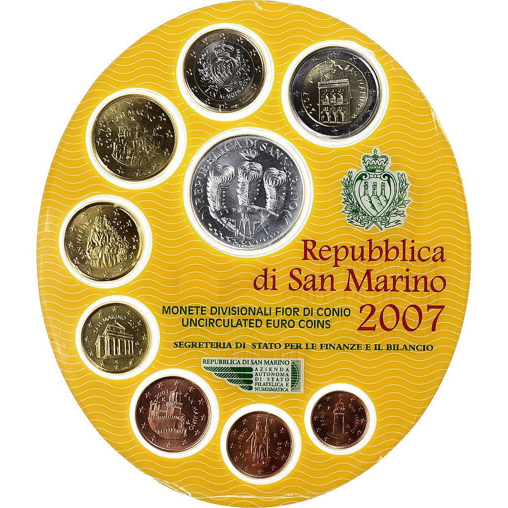 San Marino, 
  
  1 cent do 2 evra, 
  
  BU