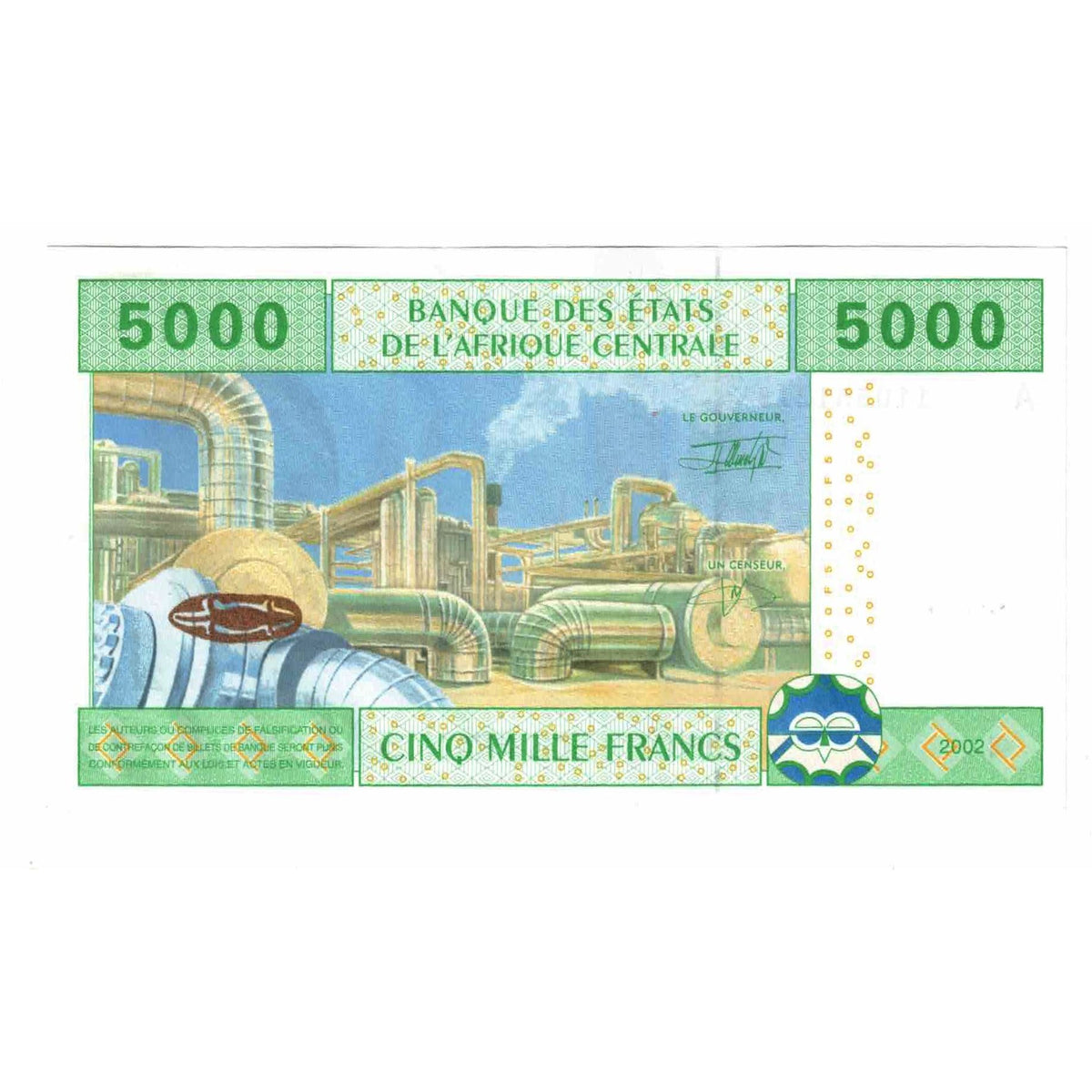 bankovec, 
  
  Srednjeafriške države, 
  
  5000 frankov