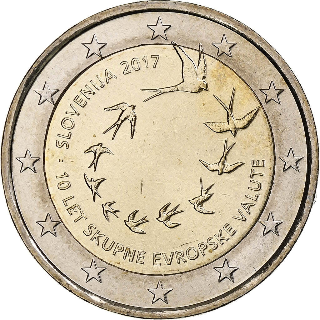 Slovenija, 
  
  2 evra, 
  
  10 ans de l'Euro