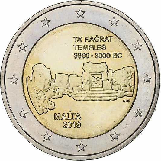 Malta, 
  
  2 evra, 
  
  Templji Ta' Hagrat