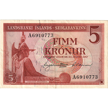 Islandija, 
  
  5 kron, 
  
  1957-06-21