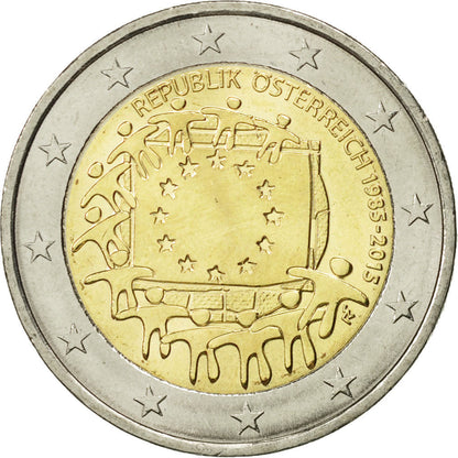 Avstrija, 
  
  2 evra, 
  
  Drapeau européen