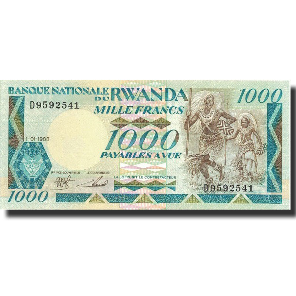 bankovec, 
  
  Ruanda, 
  
  1000 frankov