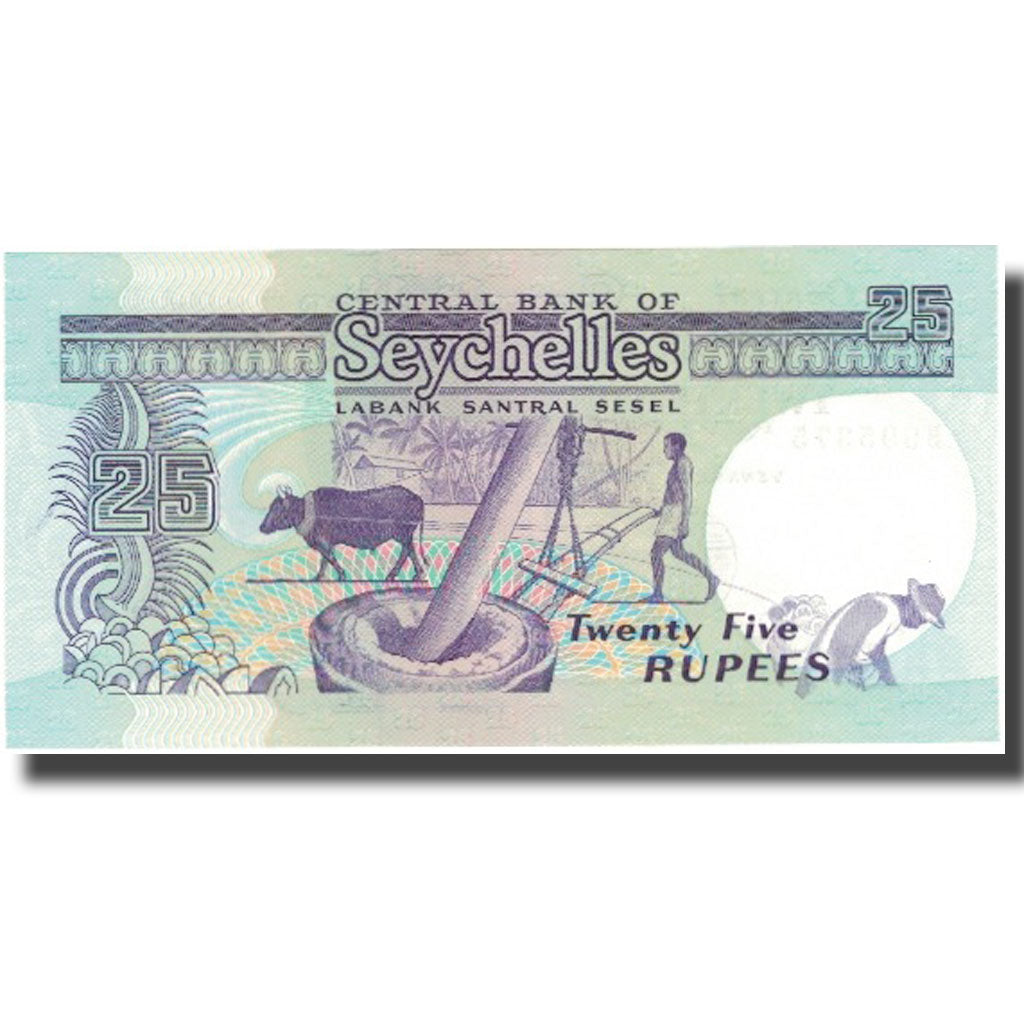 bankovec, 
  
  Sejšeli, 
  
  25 rupij