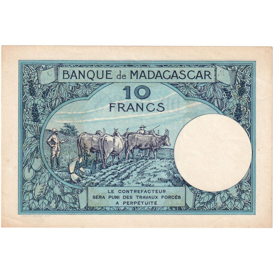 Madagaskar, 
  
  10 frankov, 
  
  Brez datuma (1937-47)