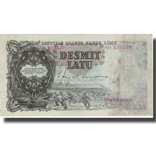 bankovec, 
  
  Latvija, 
  
  10 Latu