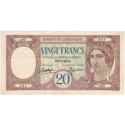 bankovec, 
  
  Nova Kaledonija, 
  
  20 frankov