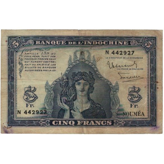 bankovec, 
  
  Nova Kaledonija, 
  
  5 frankov