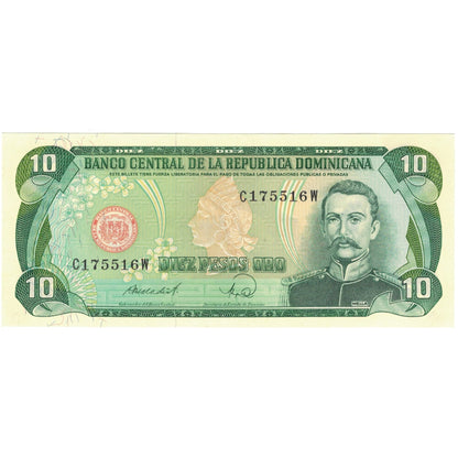 bankovec, 
  
  Dominikanska republika, 
  
  10 Pesos Oro