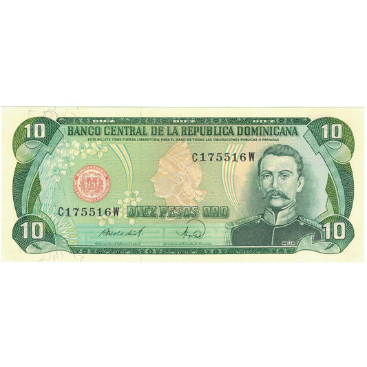 bankovec, 
  
  Dominikanska republika, 
  
  10 Pesos Oro