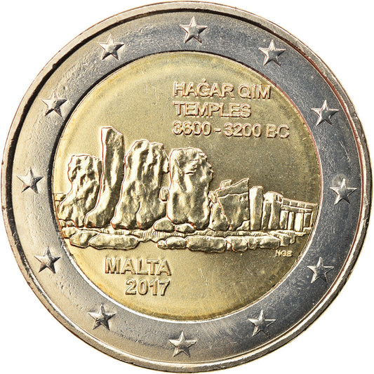 Malta, 
  
  2 evra, 
  
  Tempelj Hagar Qim