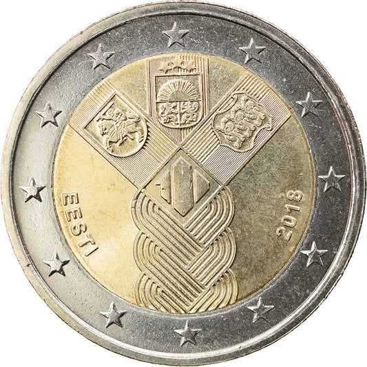 Estonija, 
  
  2 evra, 
  
  Centenaire de la fondation des états baltes indépendants